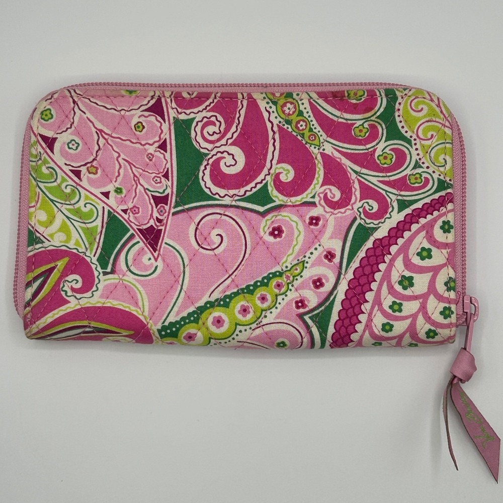 BUNDLE Vera Bradley Zip Around Wallet and Matching‎ Eyeglass Holder Pink Paisley - Picture 2 of 16